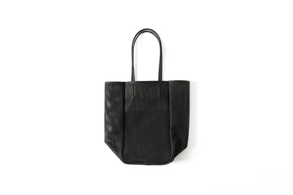 AMIACALVA A191 WASHED LEATHER MESH TOTE (M) - Black