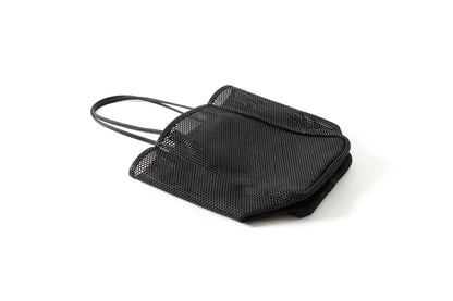 AMIACALVA A191 WASHED LEATHER MESH TOTE (M) - Black