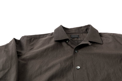 山内 24145 / 2ply キュプラ×コットン・オープンカラーシャツ charcoal brown