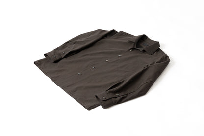 山内 24145 / 2ply キュプラ×コットン・オープンカラーシャツ charcoal brown