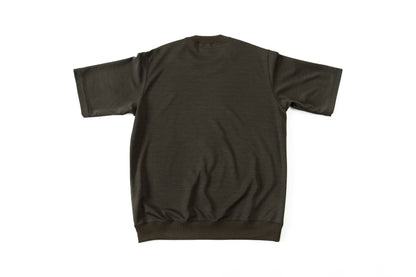 山内 24153 / ノーミュルシングウール・ダブルフェイスニットTシャツ - charcoal brown