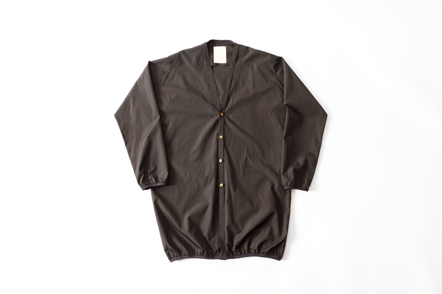 KIMURA narrowing / long cardigan_finx cotton - Dark Brown