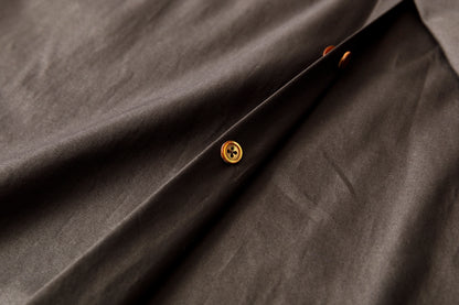 KIMURA narrowing / long cardigan_finx cotton - Dark Brown
