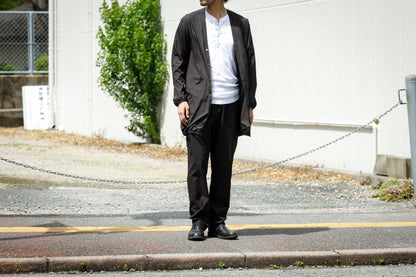 KIMURA narrowing / long cardigan_finx cotton - Dark Brown