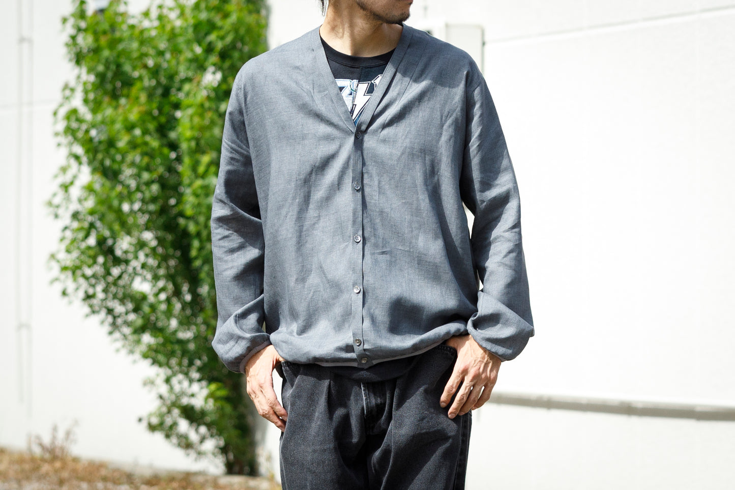 KIMURA narrowing / cardigan_Albini linen - Gray