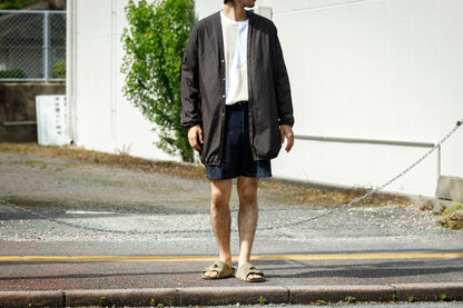 KIMURA narrowing / long cardigan_finx cotton - Dark Brown