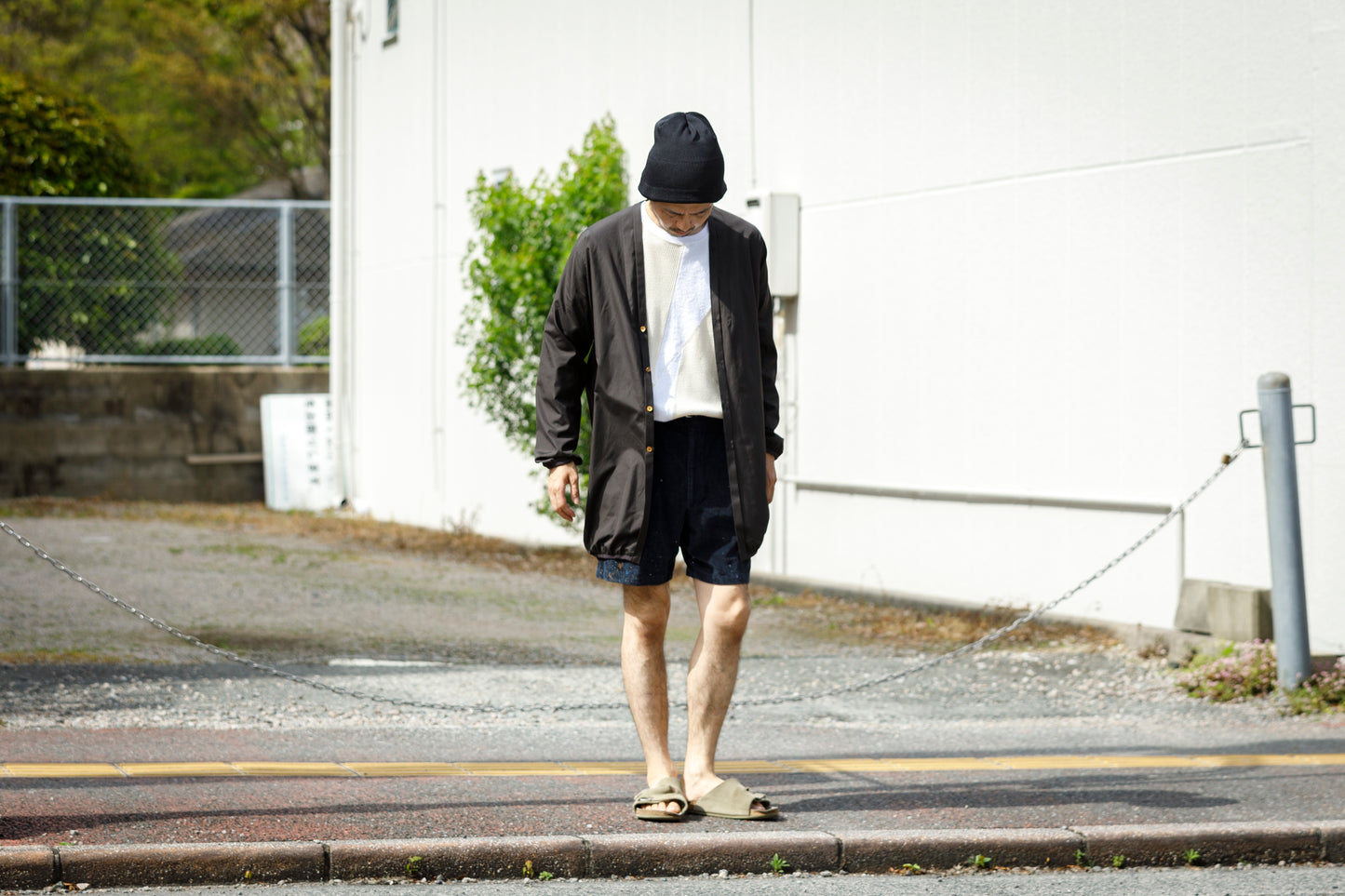 KIMURA narrowing / long cardigan_finx cotton - Dark Brown