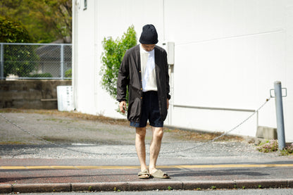 KIMURA narrowing / long cardigan_finx cotton - Dark Brown