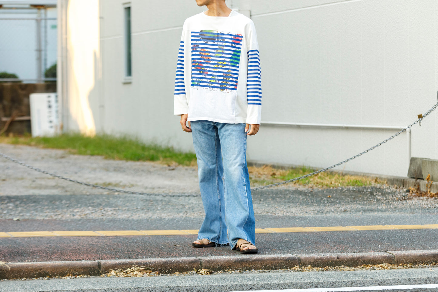 CHANGES CH1055 Remake Border Long Sleeve T - White Type B