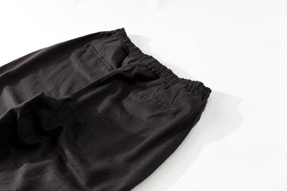 山内 25169-wa / ウールメッシュクロス・パジャマパンツ - charcoal brown(洗い加工)