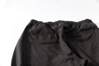 山内 25169-wa / ウールメッシュクロス・パジャマパンツ - charcoal brown(洗い加工)