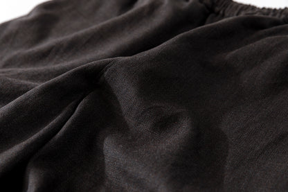 山内 25169-wa / ウールメッシュクロス・パジャマパンツ - charcoal brown(洗い加工)