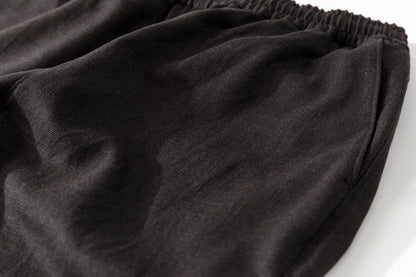 山内 25169-wa / ウールメッシュクロス・パジャマパンツ - charcoal brown(洗い加工)
