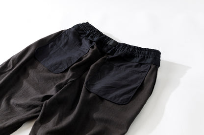 山内 25169-wa / ウールメッシュクロス・パジャマパンツ - charcoal brown(洗い加工)
