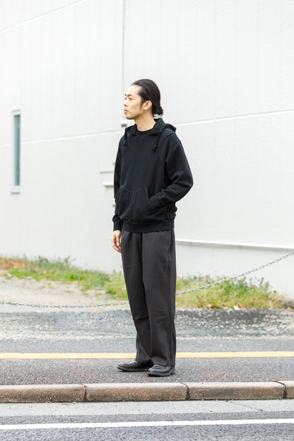山内 25169-wa / ウールメッシュクロス・パジャマパンツ - charcoal brown(洗い加工)