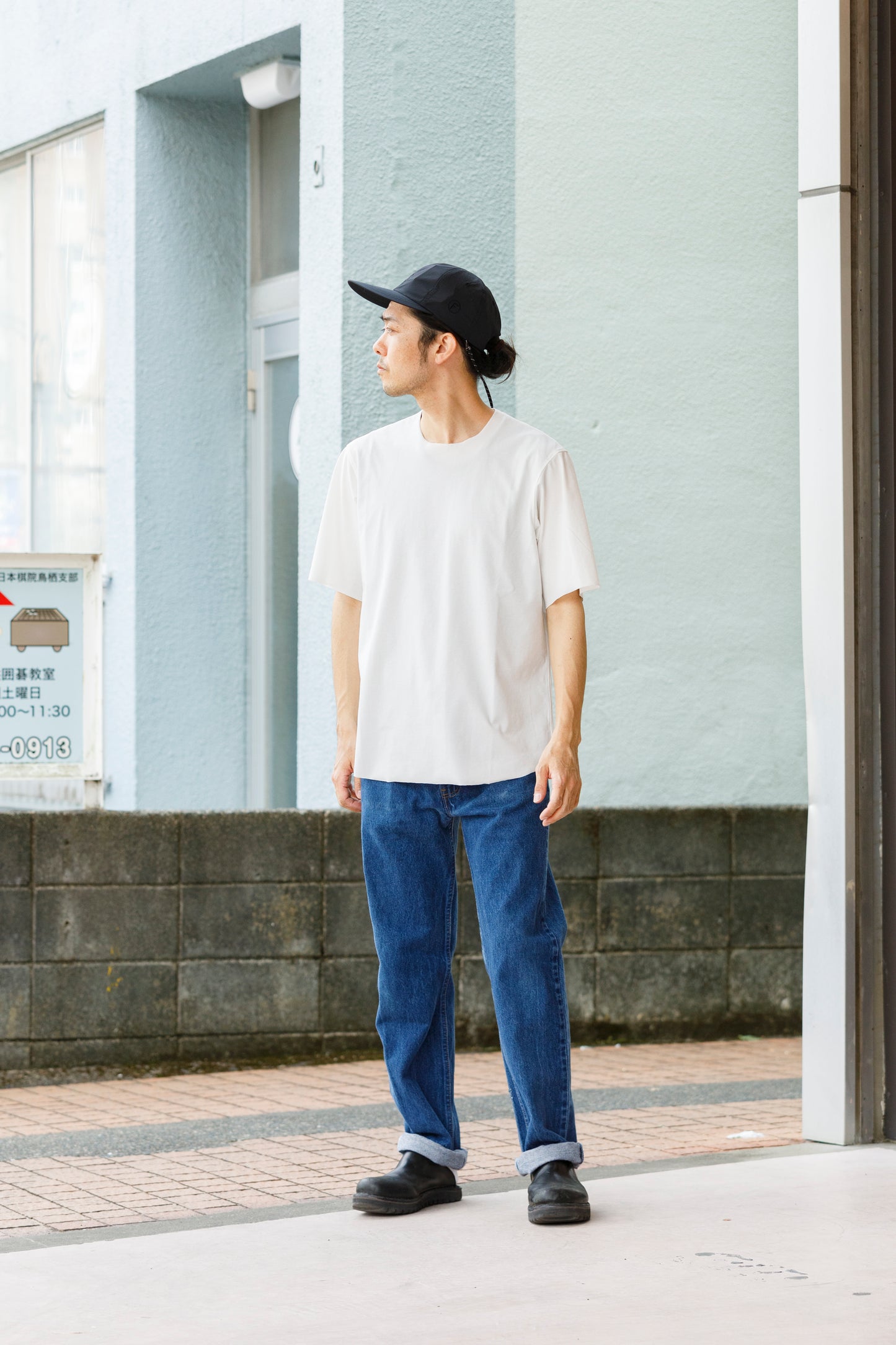 山内 yc55-241 / 強撚フリーカットポンチ・ショートスリーブTシャツ - White