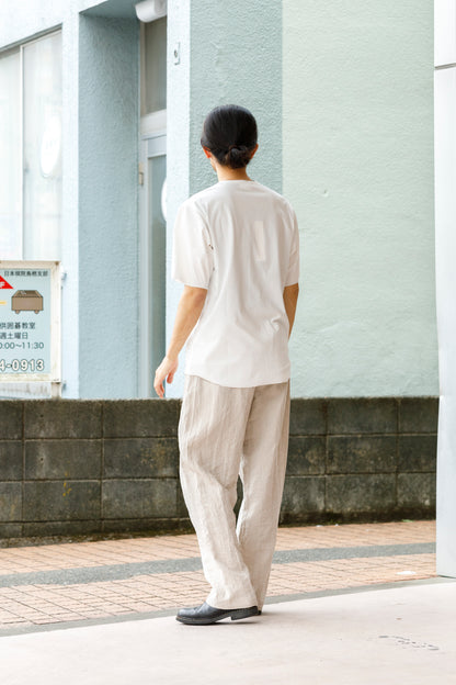山内 yc55-241 / 強撚フリーカットポンチ・ショートスリーブTシャツ - White
