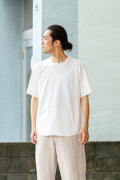 山内 yc55-241 / 強撚フリーカットポンチ・ショートスリーブTシャツ - White