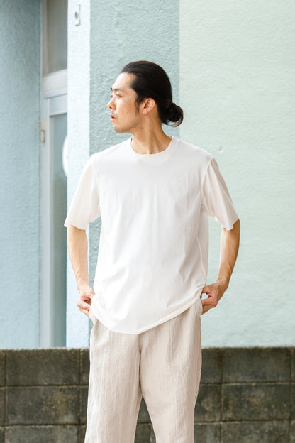 山内 yc55-241 / 強撚フリーカットポンチ・ショートスリーブTシャツ - White
