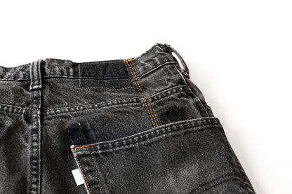 CHANGES CH4083 Remake Denim Pants - BLACK