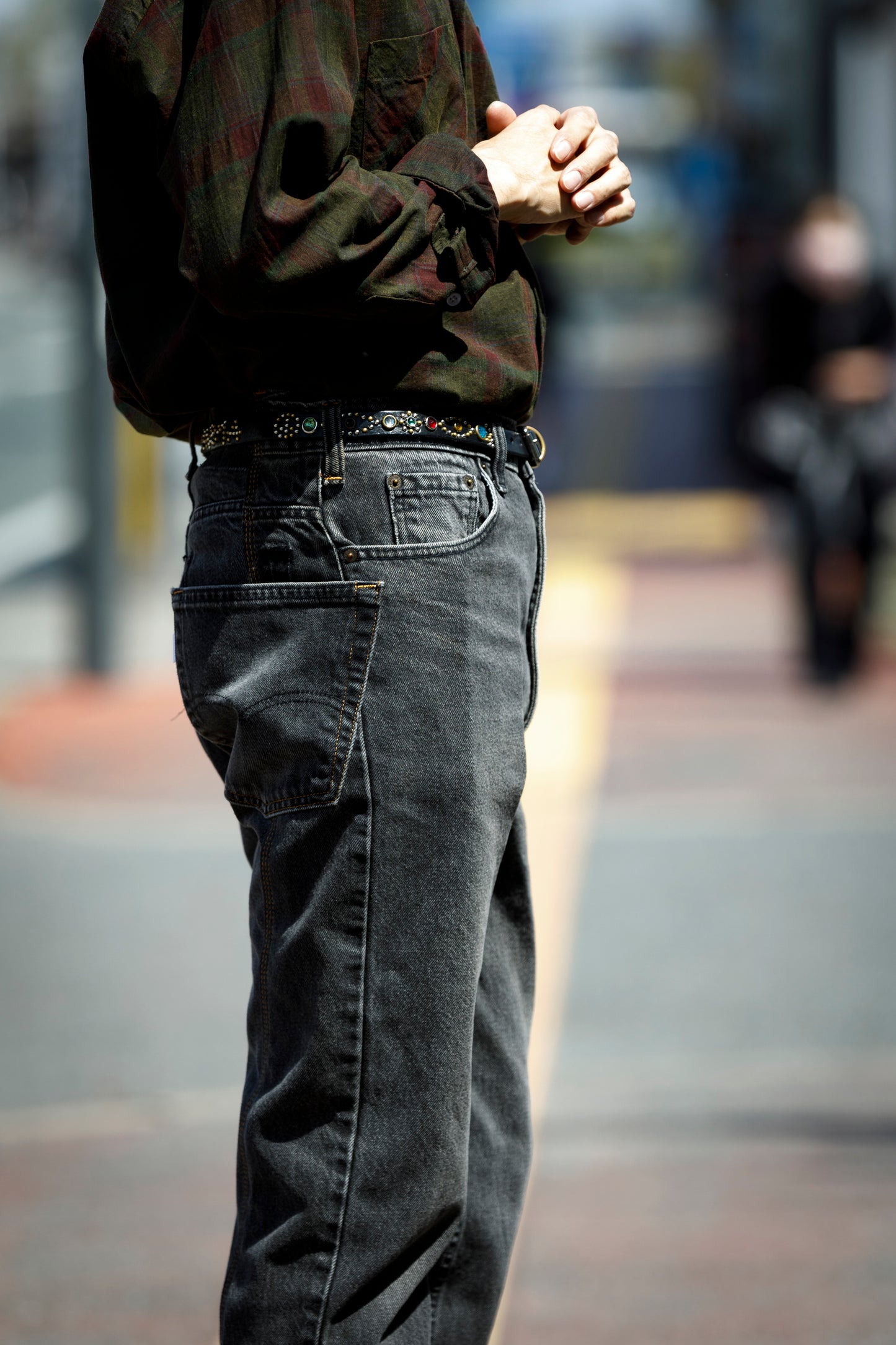 CHANGES CH4083 Remake Denim Pants - BLACK