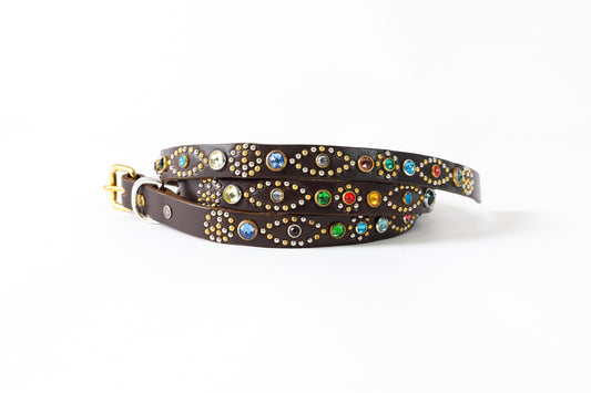 GOODKARMA DEVELOPMENT Narrow Studs Belt "ASHBURY"  ブラウン サイズ3(34インチ)