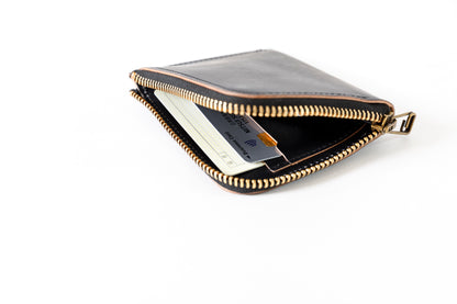 AMIACALVA AK043 CORDOVAN SHORT WALLET - Black