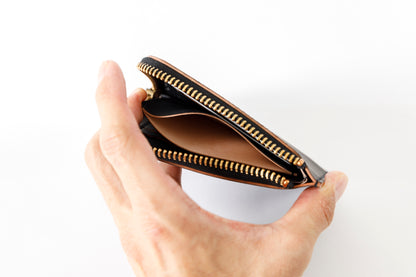 AMIACALVA AK043 CORDOVAN SHORT WALLET - Black