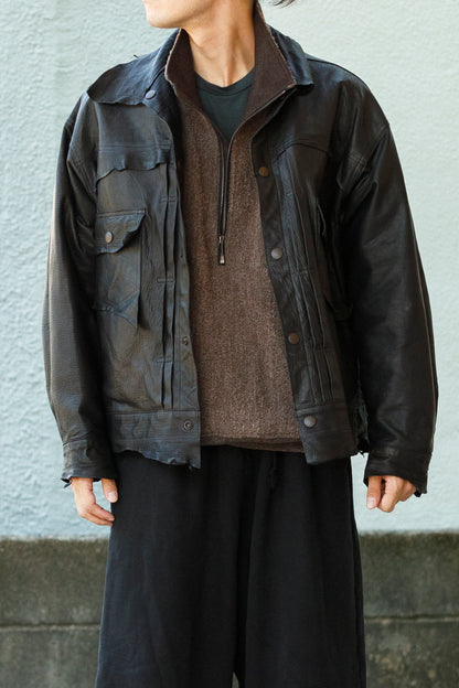 山内 25236 / アルパカボア・ジッププルオーバー - charcoal gray