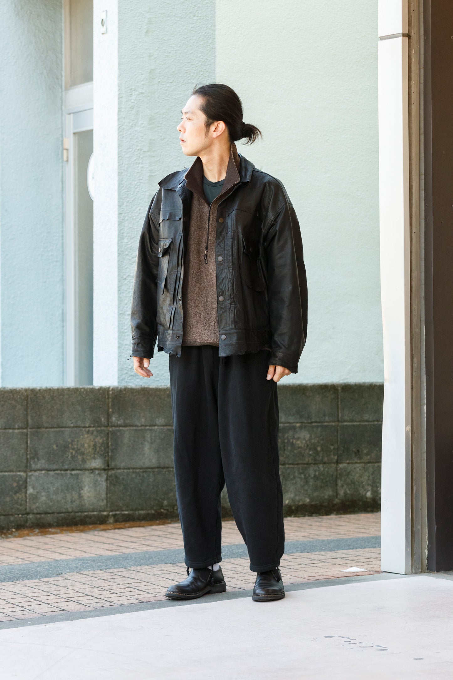山内 25236 / アルパカボア・ジッププルオーバー - charcoal gray