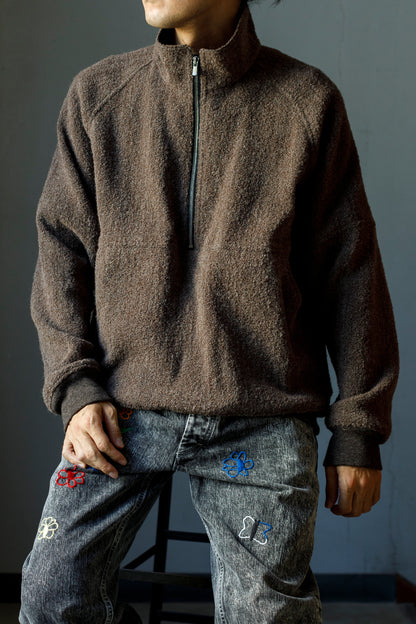 山内 25236 / アルパカボア・ジッププルオーバー - charcoal gray