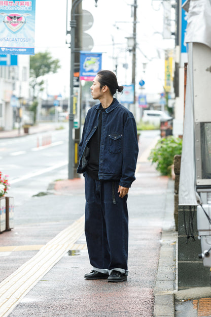 NULABEL /  522-701 URUSHI COATED DENIM TROUSERS - COAL BLACK