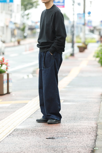 NULABEL /  522-701 URUSHI COATED DENIM TROUSERS - COAL BLACK