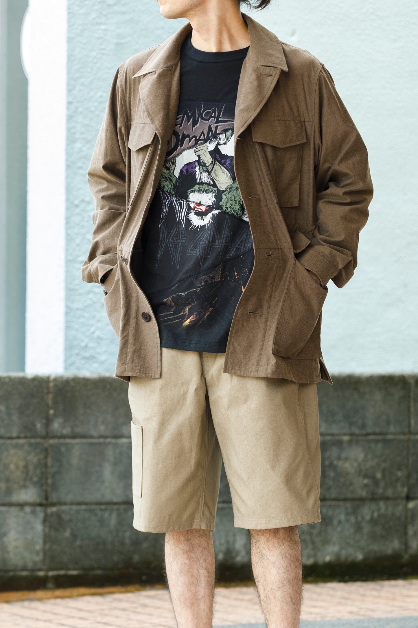 山内 25121-wa/2plyキュプラ×鉄媒染コットン・フィールドジャケット - brown(洗い加工)