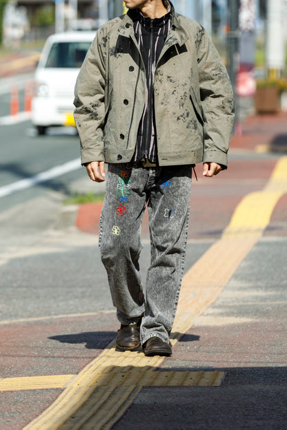 山内 25221 / 3wayシールドコットン・ジップジャケット - khaki × arimatsu black