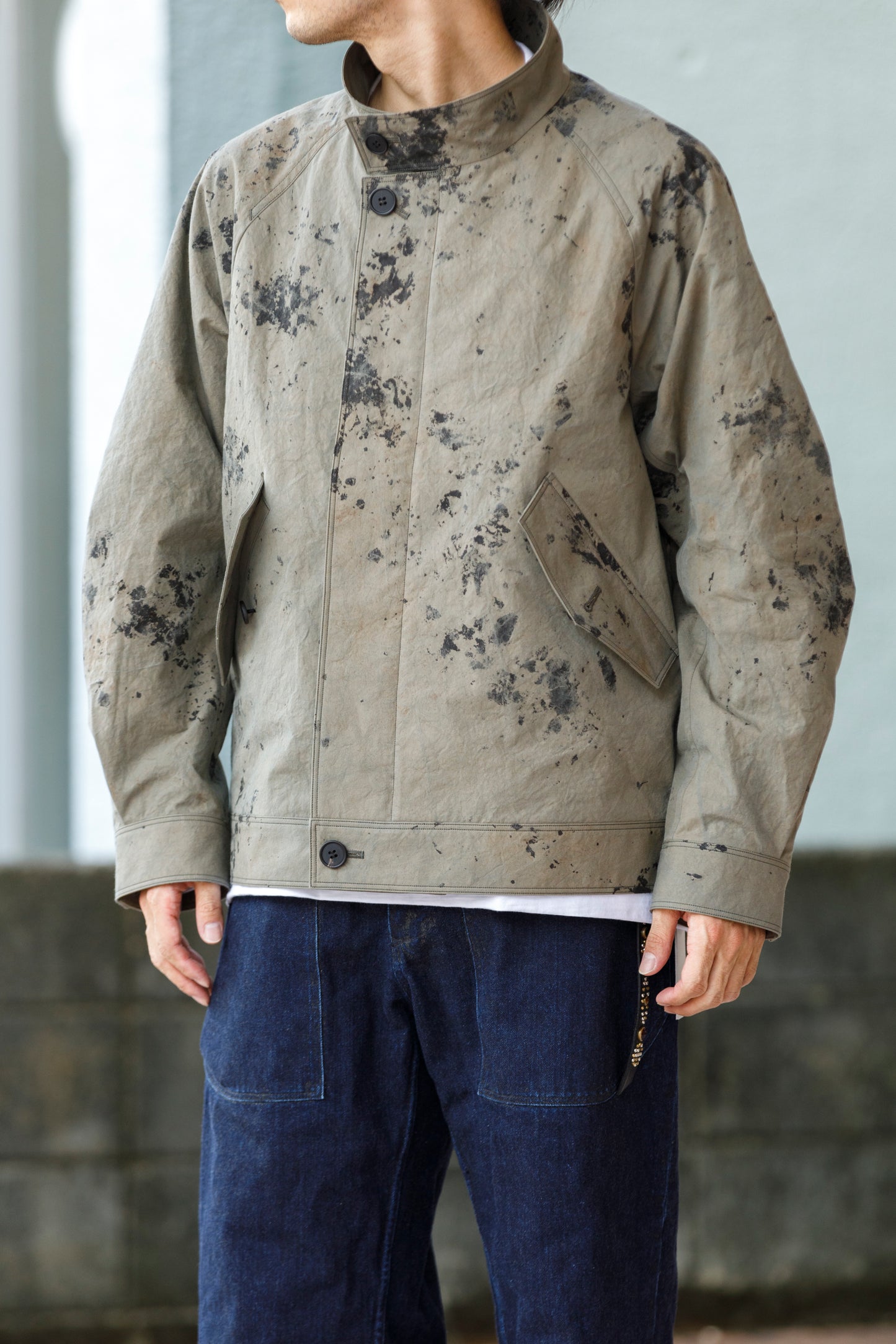 山内 25221 / 3wayシールドコットン・ジップジャケット - khaki × arimatsu black