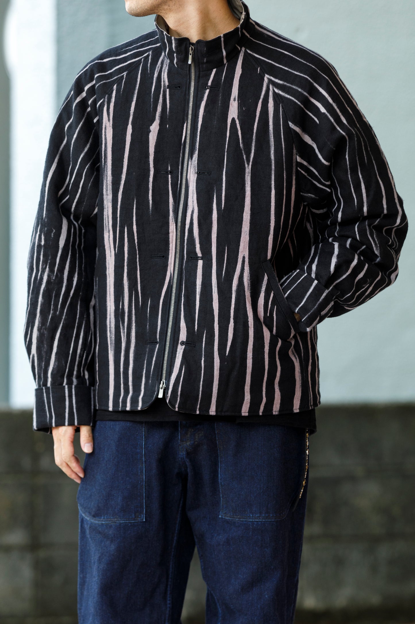 山内 25221 / 3wayシールドコットン・ジップジャケット - khaki × arimatsu black
