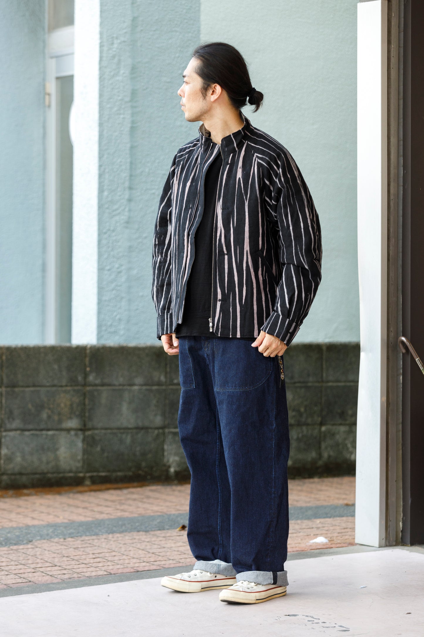 山内 25221 / 3wayシールドコットン・ジップジャケット - khaki × arimatsu black