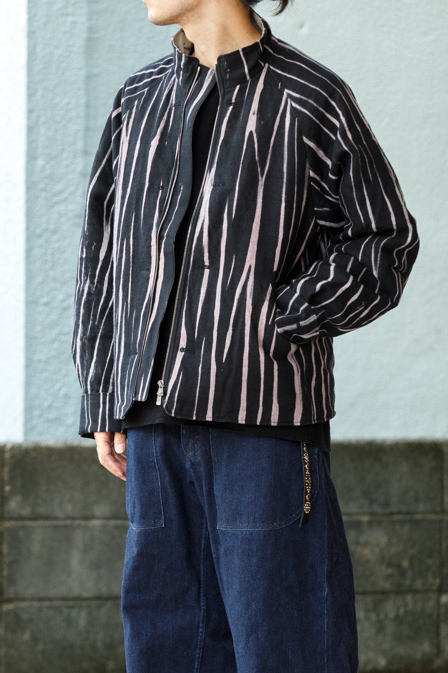 山内 25221 / 3wayシールドコットン・ジップジャケット - khaki × arimatsu black