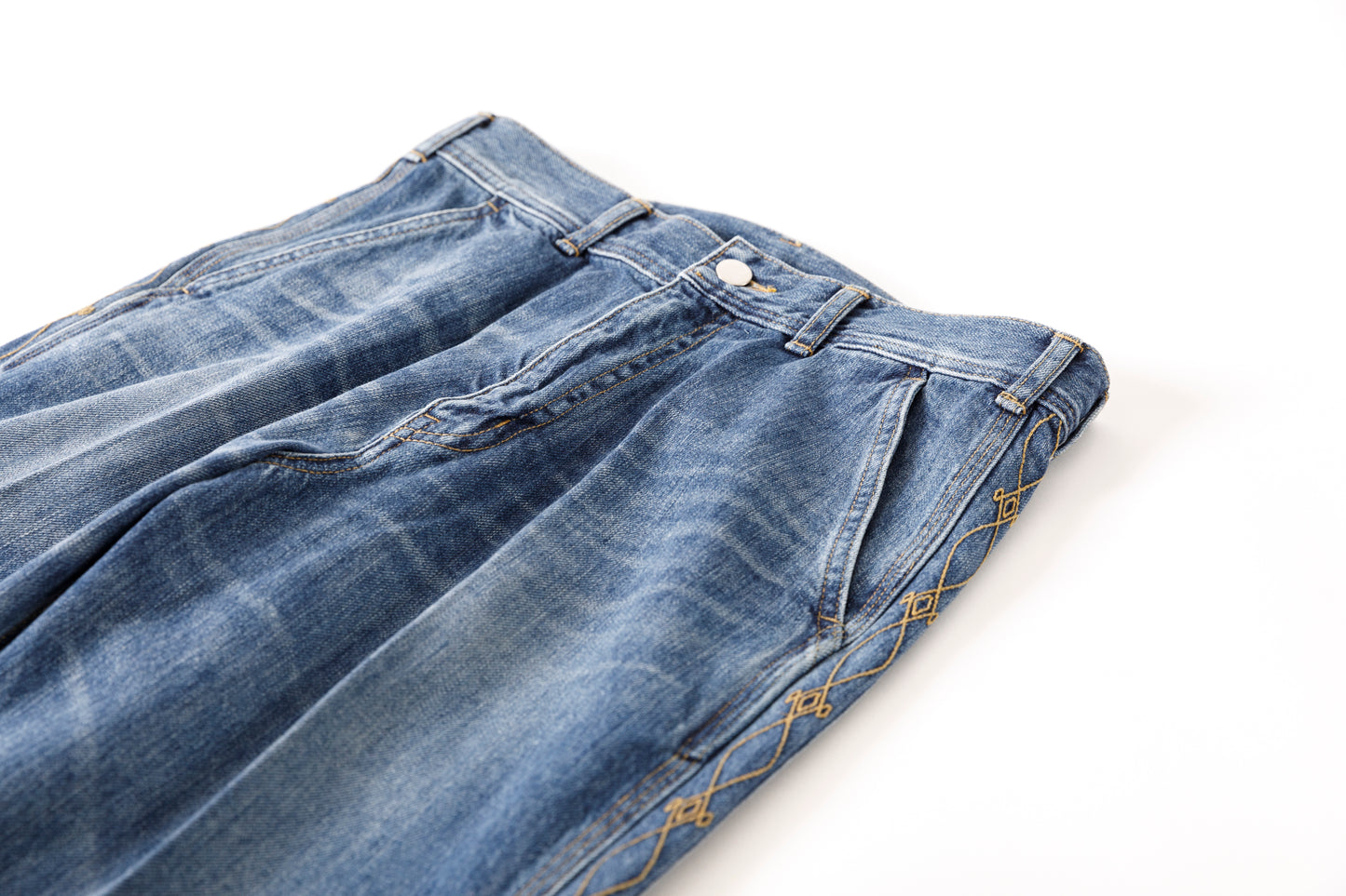 SARTO / 252-20003 EMBROIDERY DENIM PANTS - WASHED INDIGO