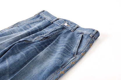SARTO / EMBROIDERY DENIM PANTS - WASHED INDIGO