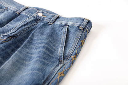 SARTO / EMBROIDERY DENIM PANTS - WASHED INDIGO