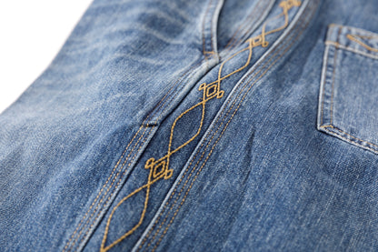 SARTO / 252-20003 EMBROIDERY DENIM PANTS - WASHED INDIGO