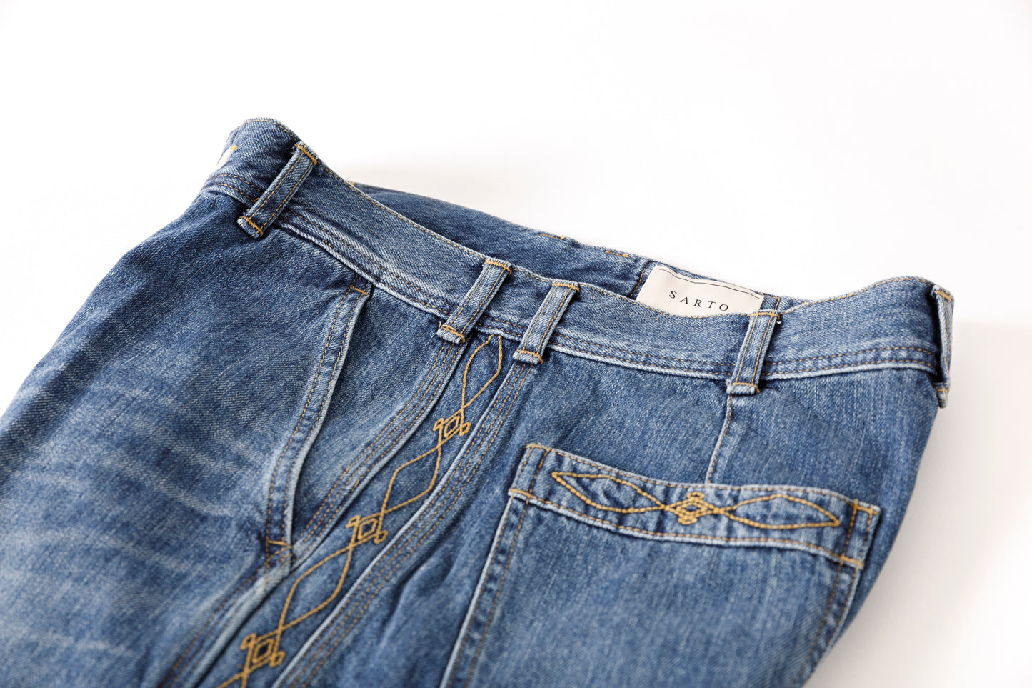 SARTO / EMBROIDERY DENIM PANTS - WASHED INDIGO