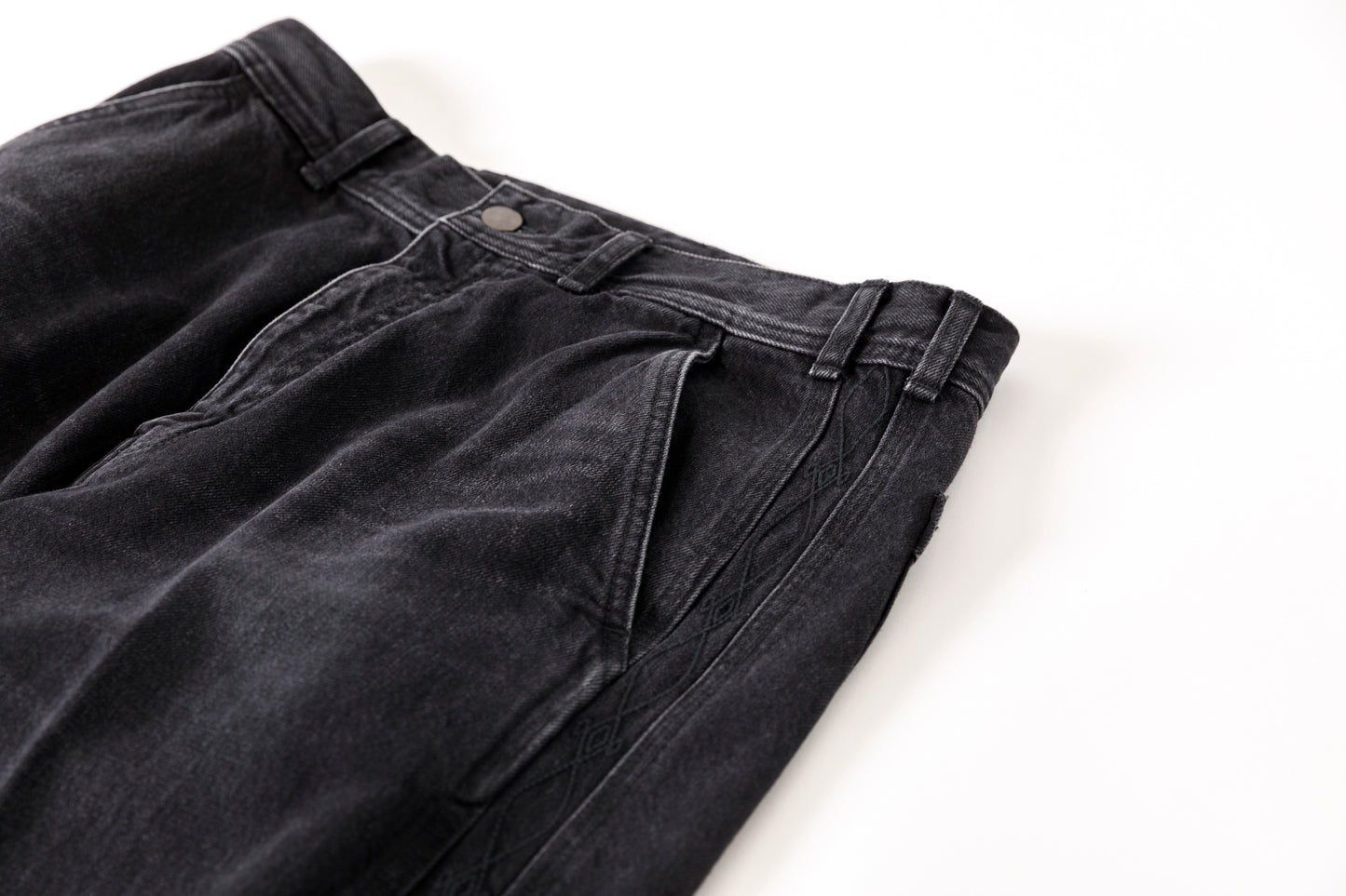 SARTO / EMBROIDERY DENIM PANTS - WASHED BLACK