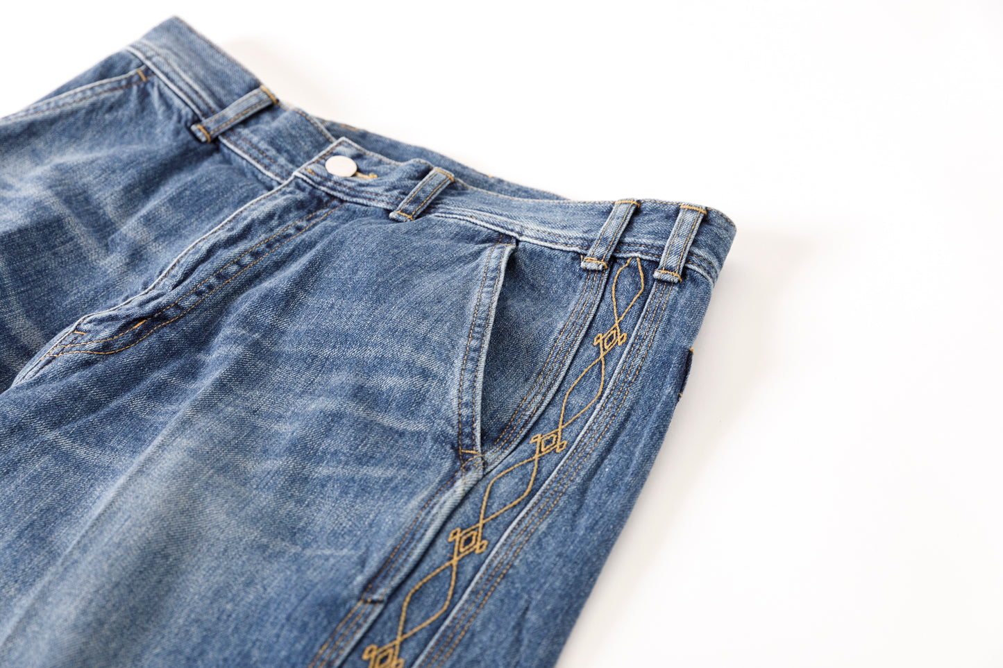 SARTO / 252-20003 EMBROIDERY DENIM PANTS - WASHED INDIGO