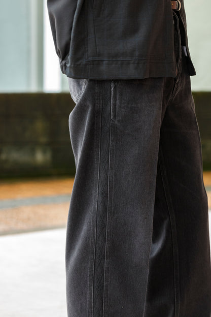 SARTO / 252-20003 EMBROIDERY DENIM PANTS - WASHED BLACK
