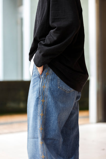 SARTO / EMBROIDERY DENIM PANTS - WASHED INDIGO