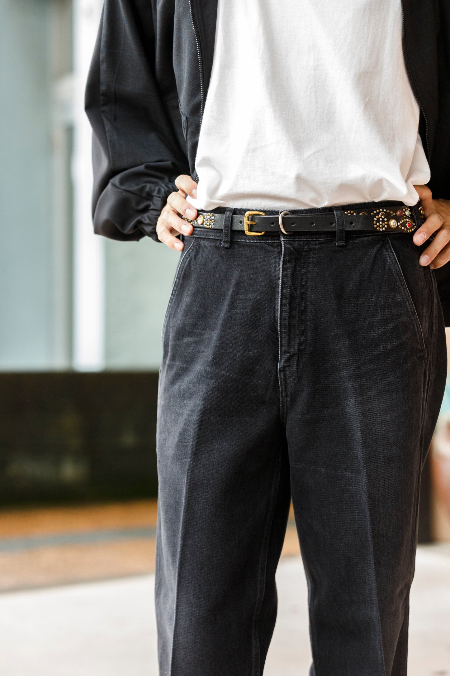 SARTO / EMBROIDERY DENIM PANTS - WASHED BLACK