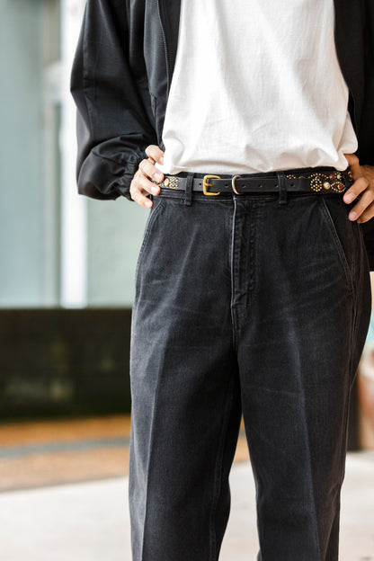 SARTO / EMBROIDERY DENIM PANTS - WASHED BLACK